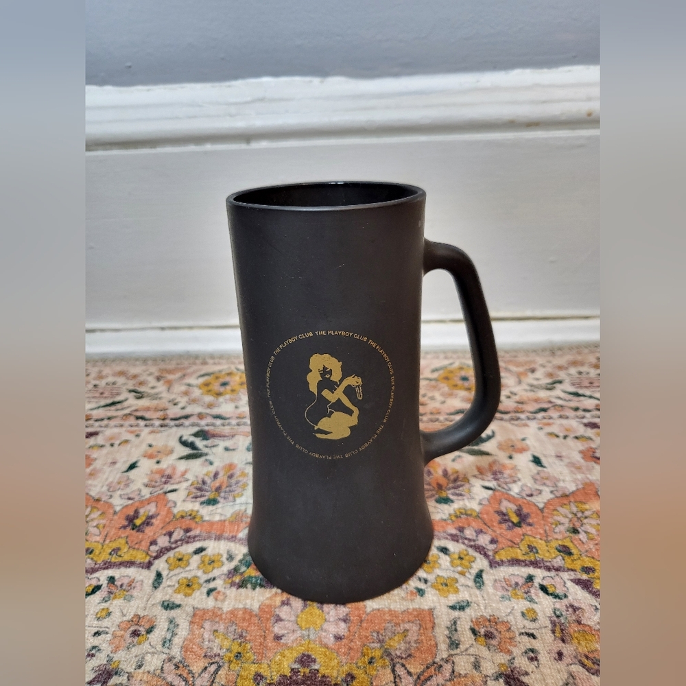 Vintage The Playboy Club Stein Black and Gold Barware Mug Playmate 1960s